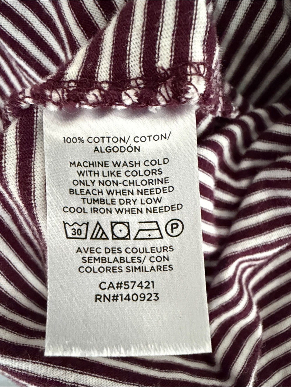 Loft dark maroon/white striped long sleeve tee. Size M. - Picture 10 of 10